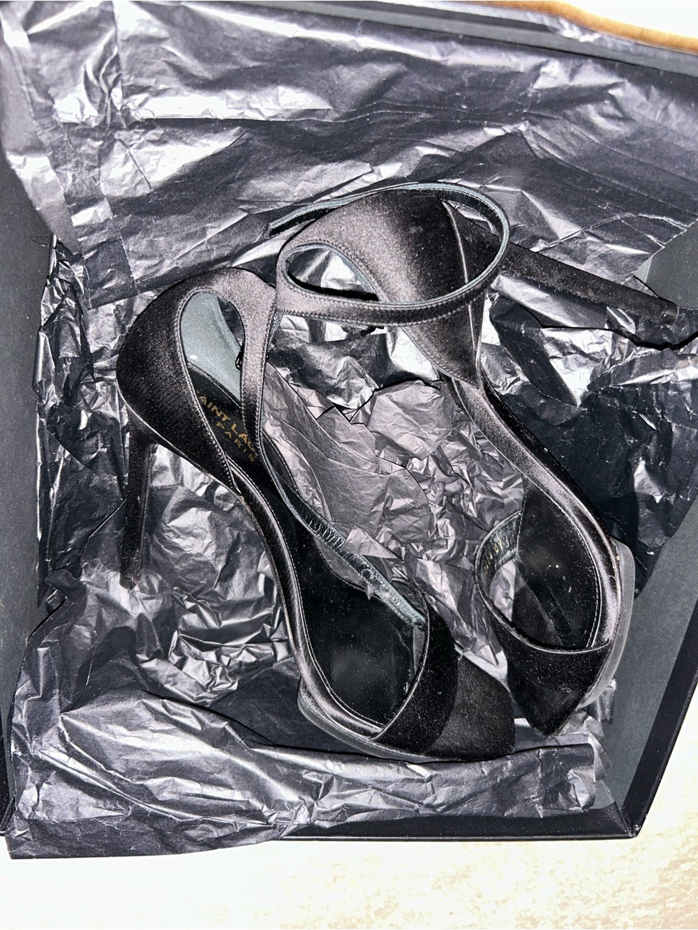 Saint Laurent Black Ankle-Strap Sandals - Picture 5 of 7